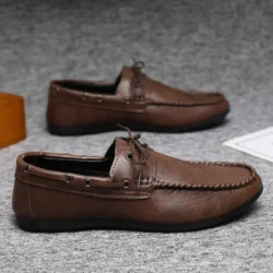 Breathable Business Men Leather Shoes Summer Slip on Loafers Men Casual Leather Shoe Black Flats Driving Shoes Moccasins Zapatos