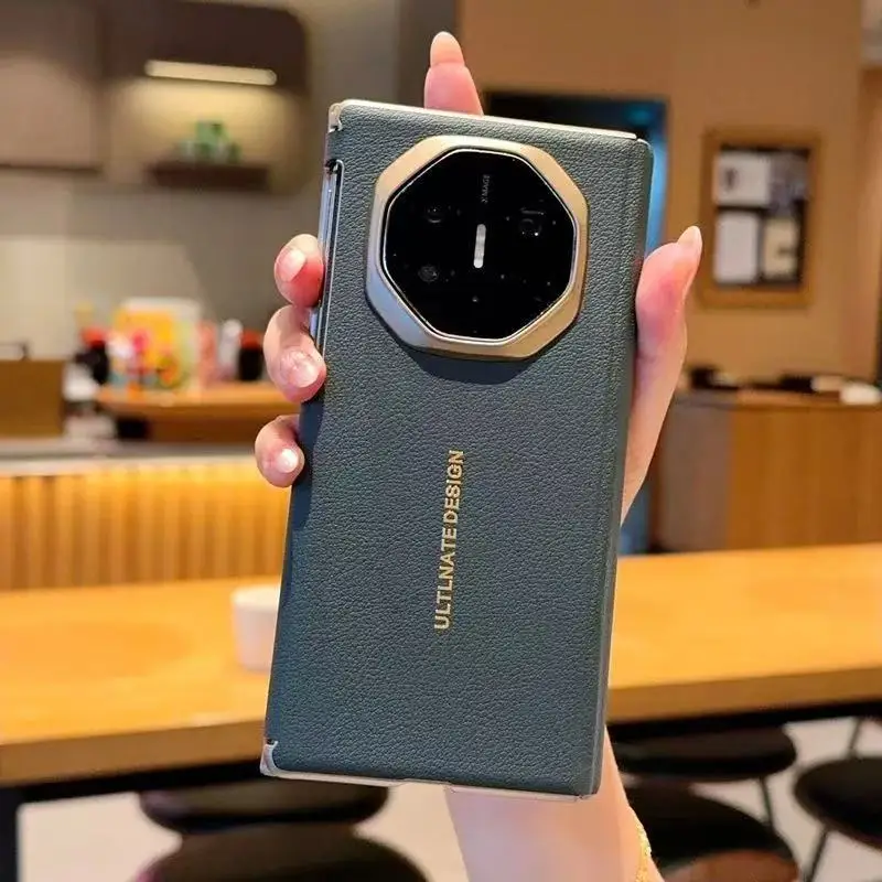 Luxury leather Suitable for Huawei Matext magnetic phone case with lychee pattern three Fold hard shellHuawei MateXTs phone case - Image 4
