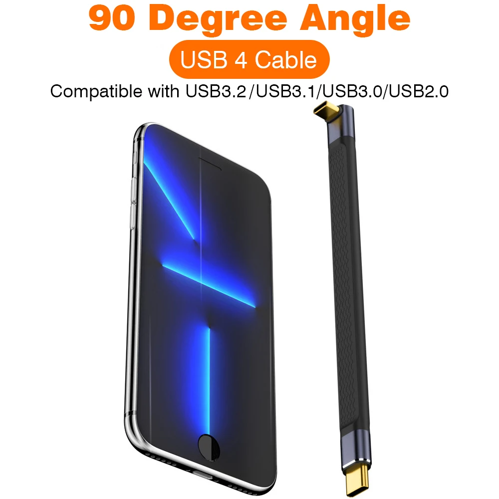 USB4 Elbow Short Cable 13.5cm Thunderbolt4 Type C Cable 40Gbps PD240W Charging… - Image 3