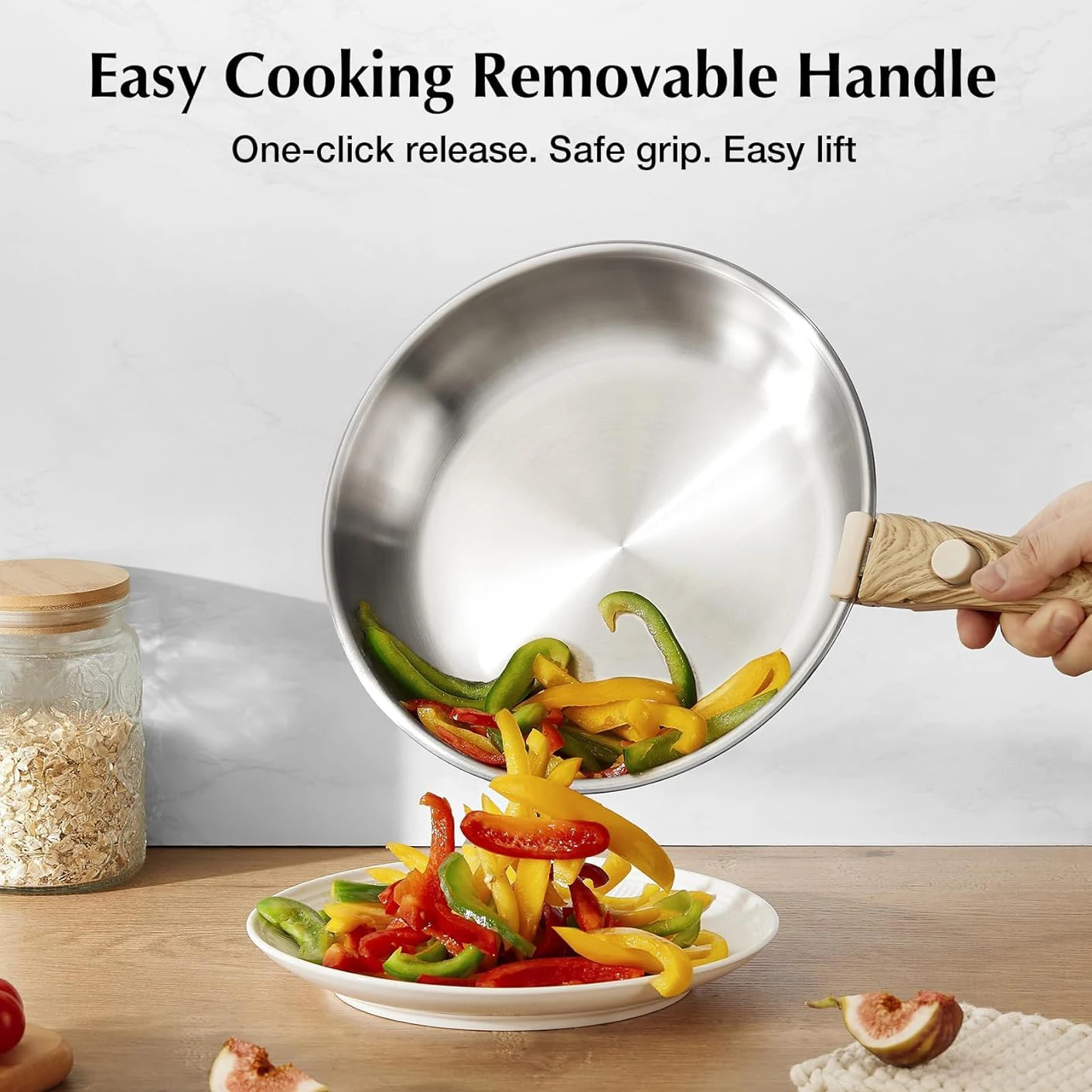 KOCH SYSTEME CS Stainless Steel Frying Pan Set Cooking Pans with Removable Handle… - Image 3
