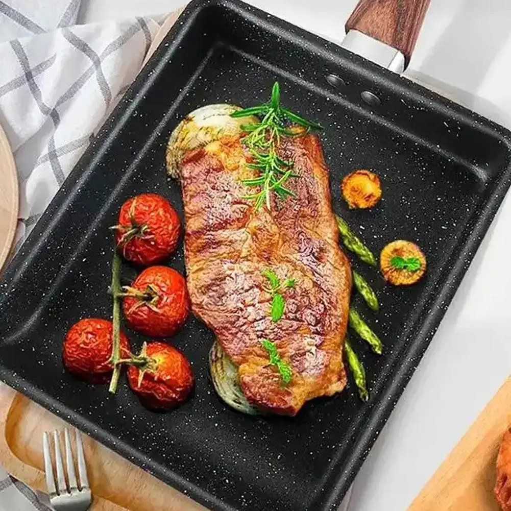 Pot Square Frying Pan Flat Bottom Mini Egg Cooker Non-stick Fried Cooking Griddle… - Image 3