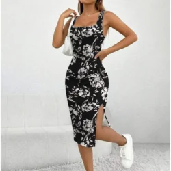 Women's Summer Casual Elegant Comfortable Square Neck Geometric Pattern Floral…