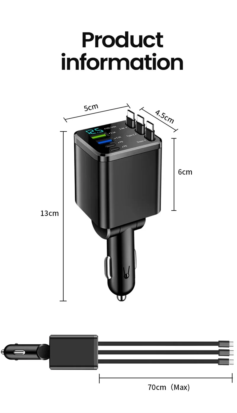 7 In 1 Quick Phone Charger 148W PD Type C Dual USB Phone Charger Digital Voltmeter… - Image 20