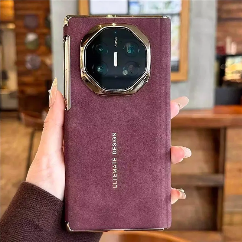 For Huawei Mate XT XTS Ultimate Case Extraordinary Master Lettering Luxury Lambskin Leather Skin-Friendly Drop-Proof Cover Funda