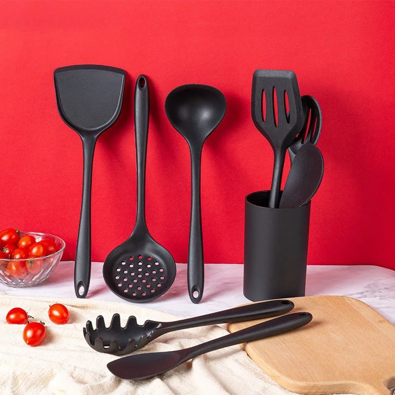 Black Silicone Cooking Utensils Set Non-Stick Pan Baking Tools Kitchenware… - Image 12