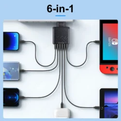 6 In 1 Multi Port USB Wall Charger US Plug Fast Charge Multi Device Charging Power…