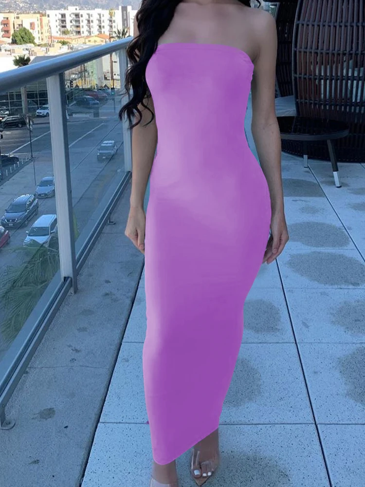 Summer Women's Sexy Sleeveless Chest Wrapped Long Beach Dress - Image 4