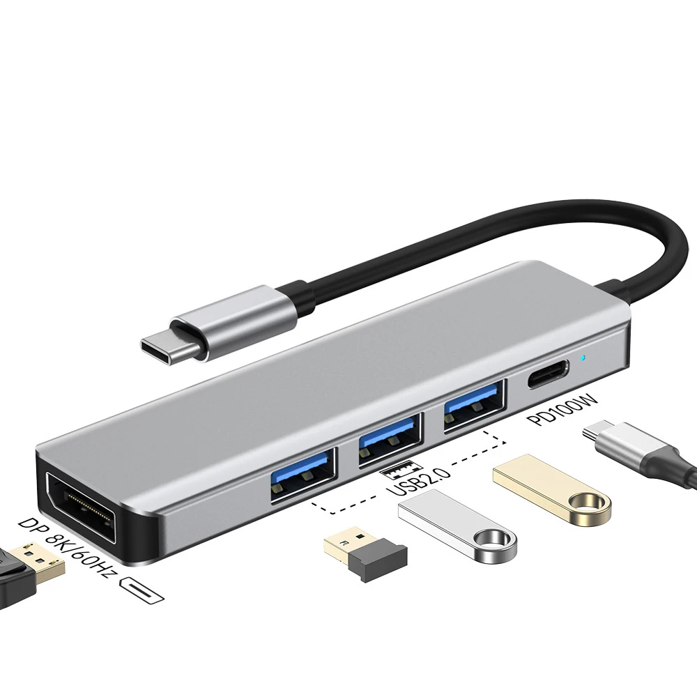 USB-C to DP 8K@60Hz / 4K@120Hz Adapter 100W PD Fast Charging 3-Port USB 2.0 Hub… - Image 7
