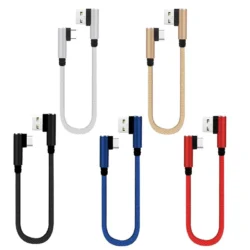 25cm Short Fast Charging Cable Double Elbow 90 Degree USB C Micro USB Type C For…