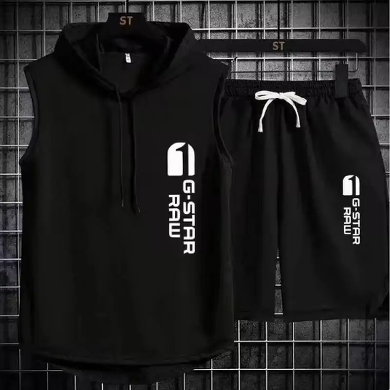Men's track suit summer sportswear two-piece t-shirt shorts brand tracksuit… - Image 22