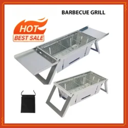 Stainless Steel Folding Barbecue Grill For Home And Outdoor Charcoal Kebabs…