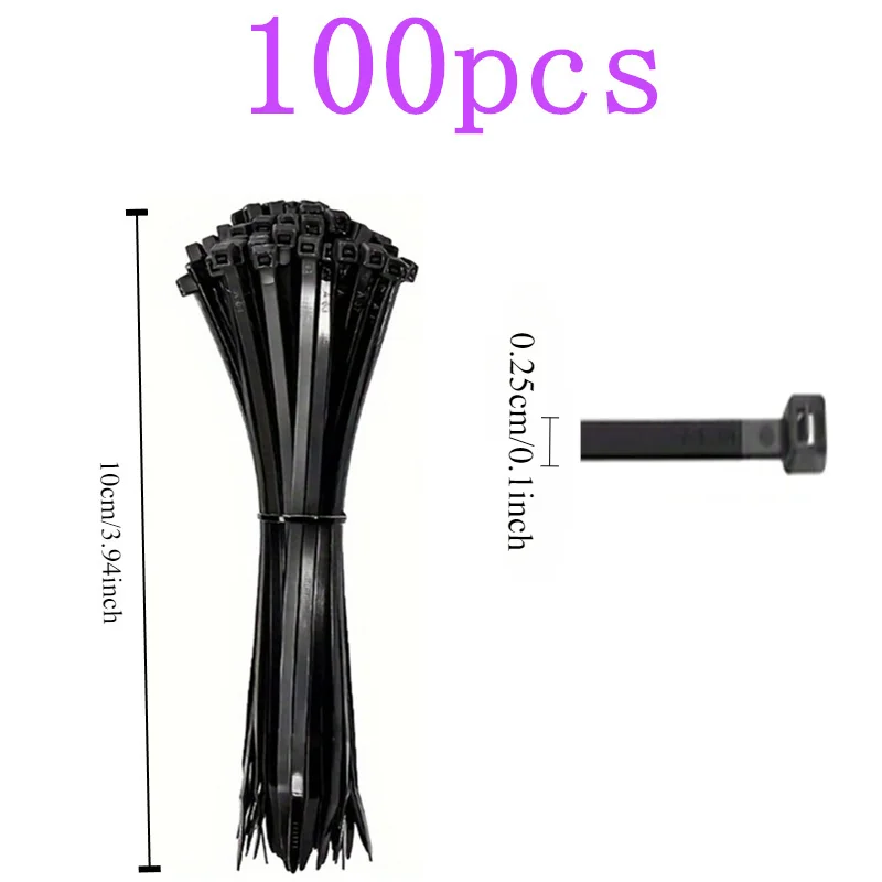 100pcs Black Cable Ties High Tensile Strength, Uv Resistant, Self-Locking For Home… - Image 10