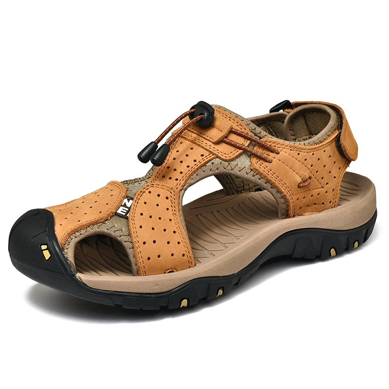 Brand Men's Sandals Summer Genuine Leather Sandals Outdoor Men Beach Shoes Rome Sandals Comfortable Large Size Men Casual Shoes - Image 8