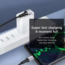 6A 90 Degree Short USB C Cable Fast Charge 25CM 50CM Power Bank Train Station…