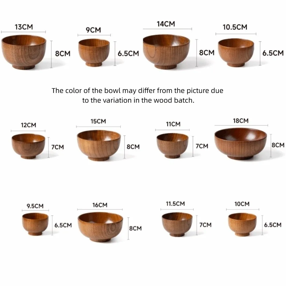 New Japanese Style Wooden Bowls Handmade Crafts Soup Bowls Food Containers… - Image 6