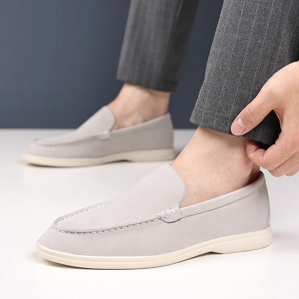 2025 Deer Leather Casual Men's Shoes Big Size 48 Versatile Comfortable Work Shoes Driving Loafers Suede Leather Formal Flats - Image 9