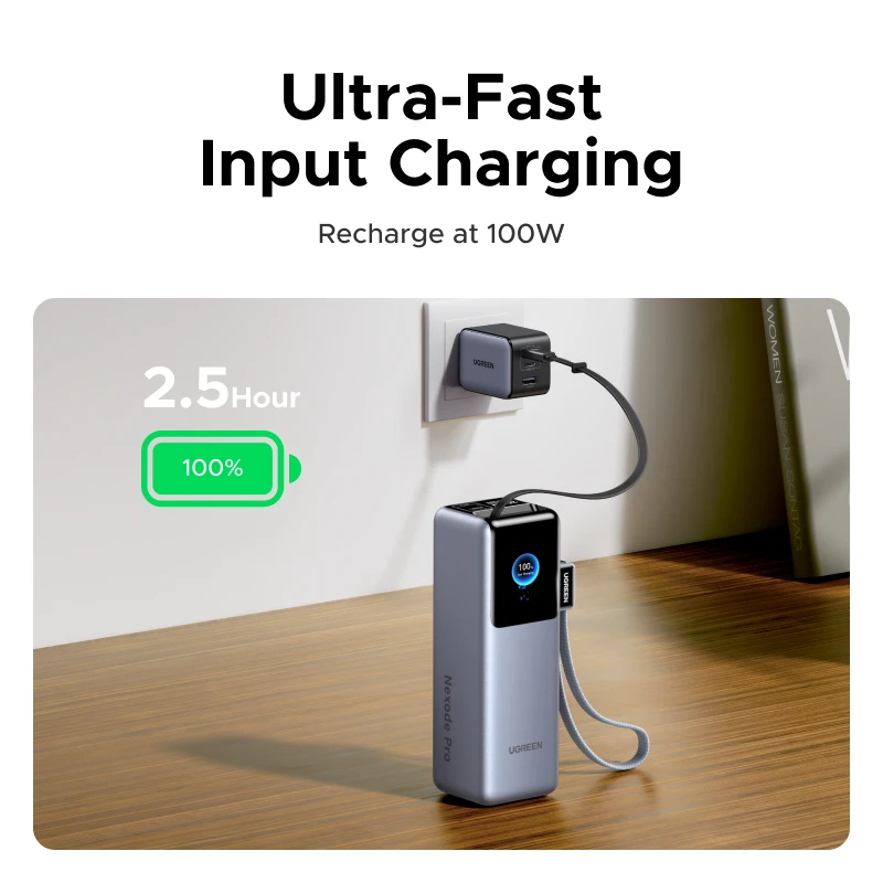 UGREEN Nexode Pro 200W 25000mAh Power Bank Retractable Cables Portable PD External… - Image 6
