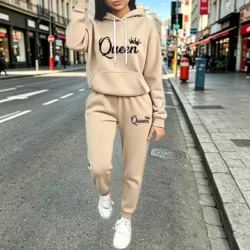 2026 Womens Tracksuit Casual Hooded Sweatshirt 2 Pcs Suit Outdoor Sports Clothes…