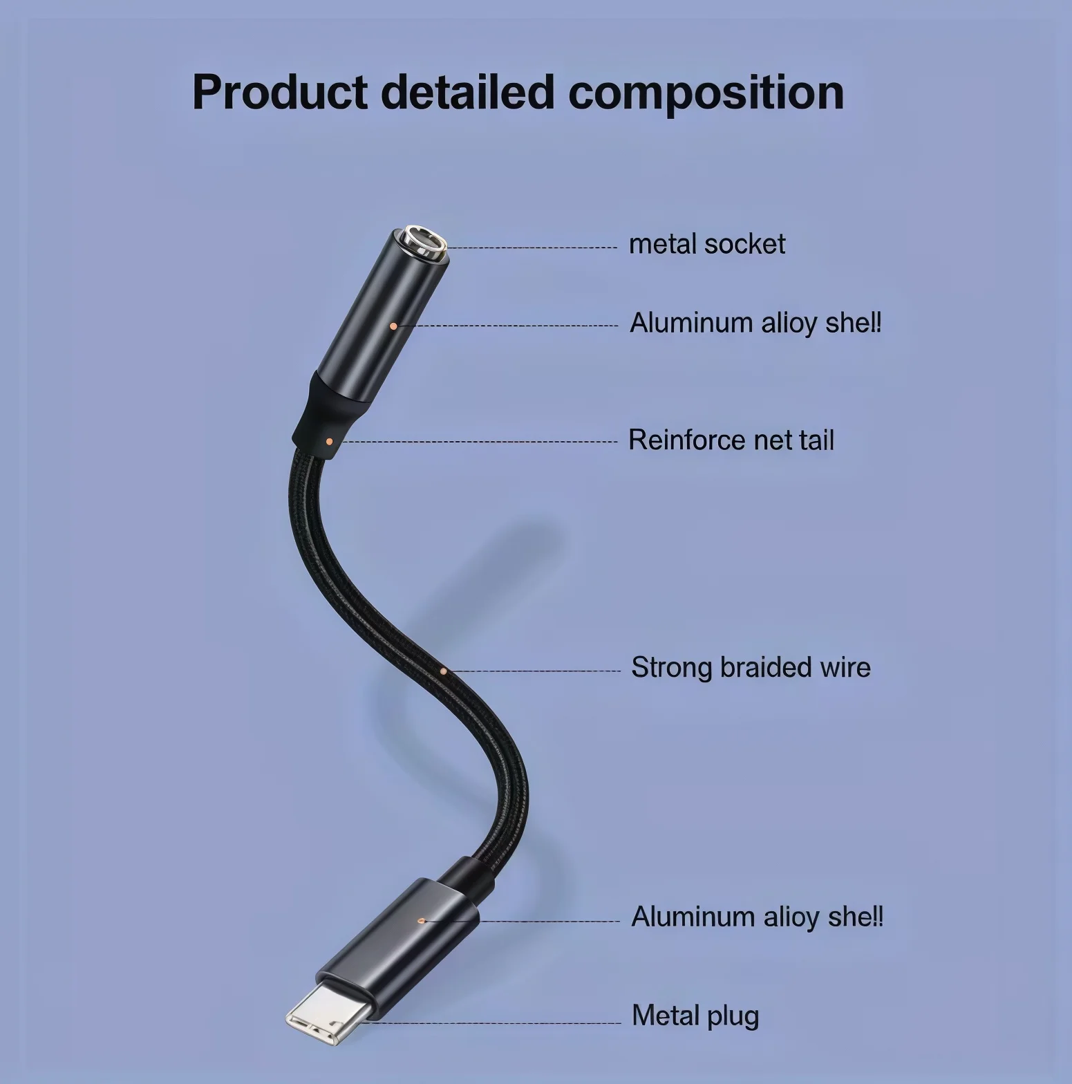 USBC to Aux Audio Dongle CableUSB-C to 3.5mm Headphone Jack Adapter - Image 5