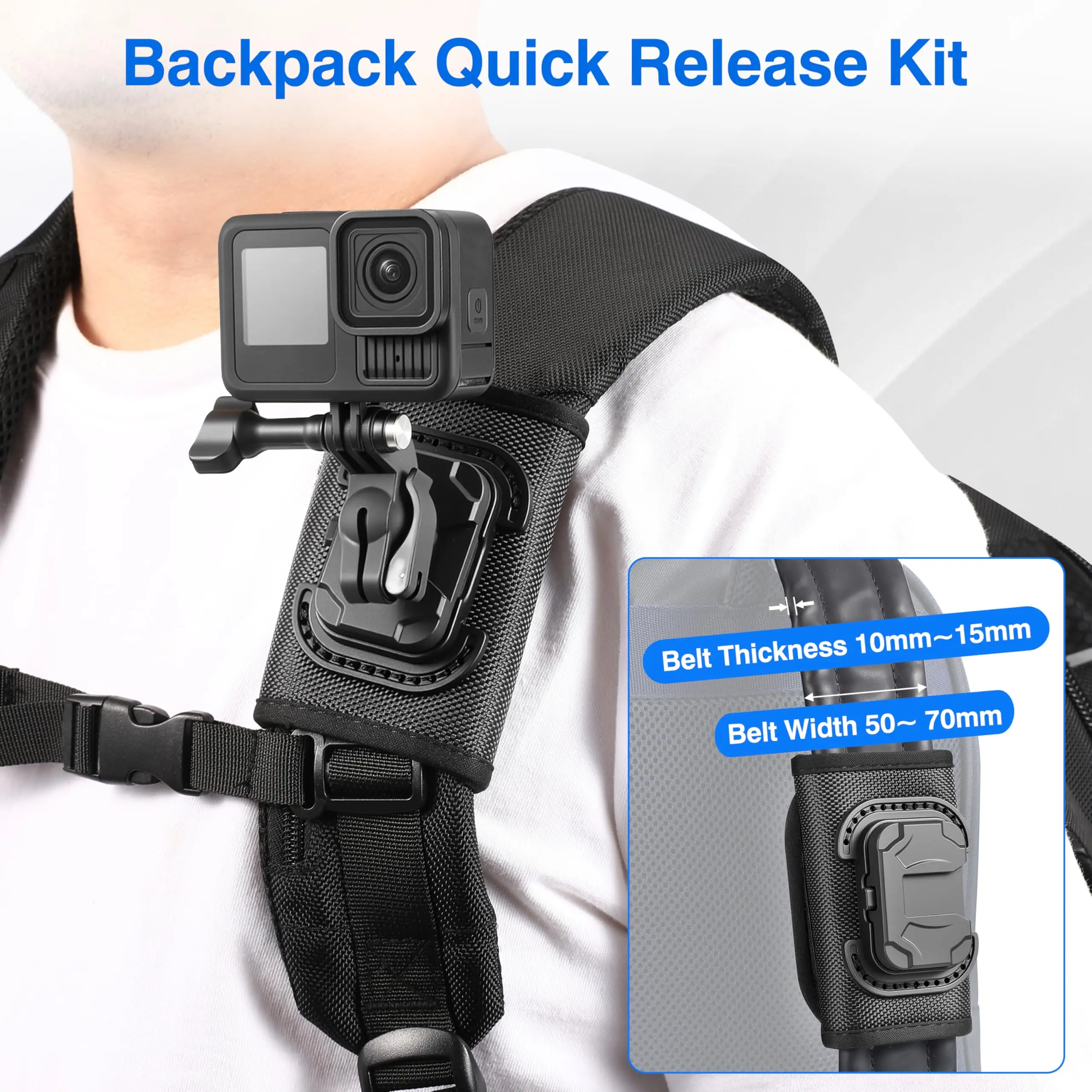 Backpack Mount for Insta360 Luna Ultra X6 X5 Air Ace Pro 2 Shoulder Strap Clip Holder 360° Adjust Quick Release for DJI Osmo 360 - Image 4
