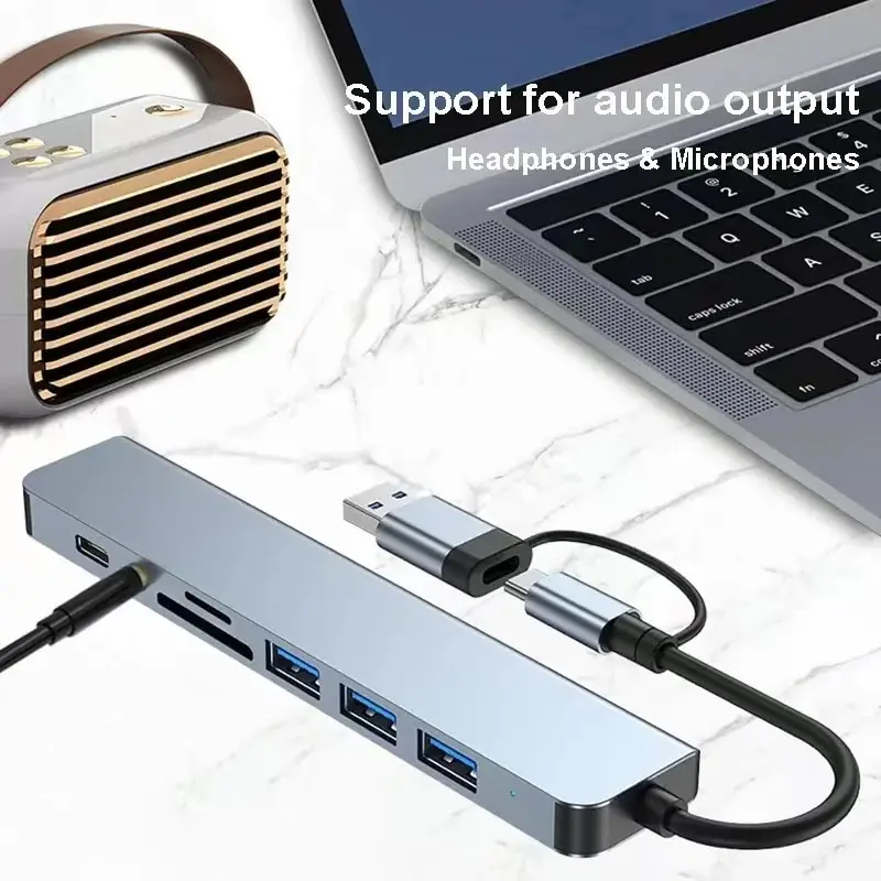 8 In 2 USB HUB With Splitter Card Reader, USB C Port, USB 3.0 / 2.0, SD/TF… - Image 3