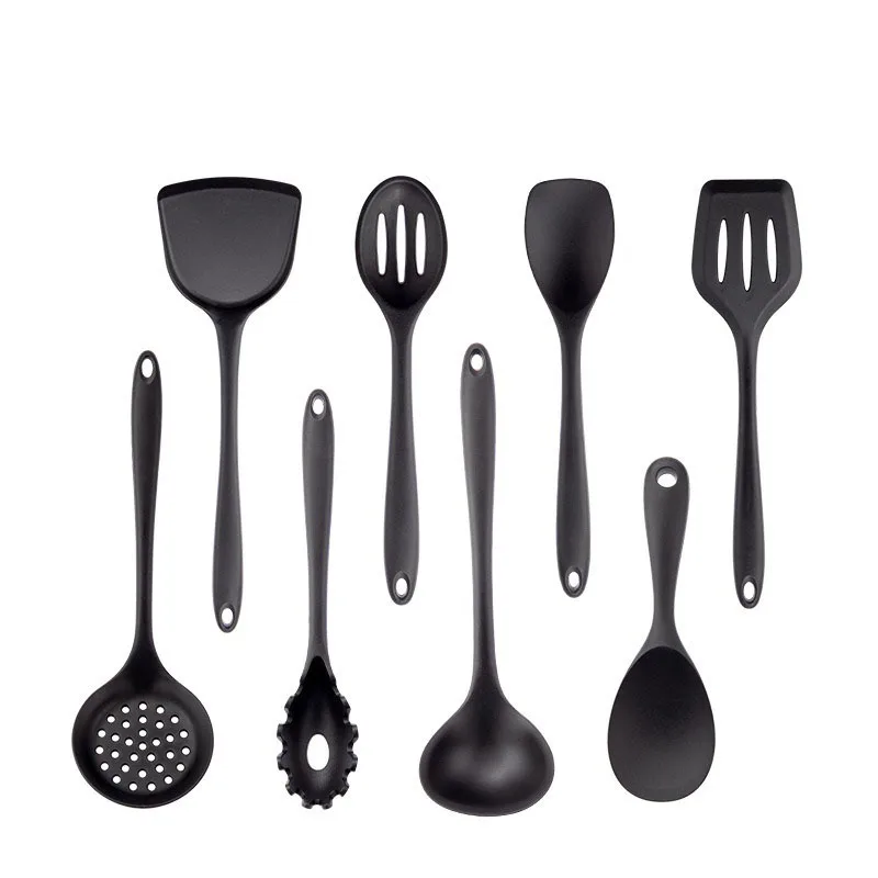Black Silicone Cooking Utensils Set Non-Stick Pan Baking Tools Kitchenware Slotted… - Image 10