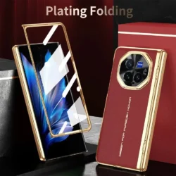 Luxury Electroplated Matte Leather Case For VIVO X Fold 3 Pro X FOLD3 With Tempered Film Anti-Fingerprint Shockproof Hard Cover