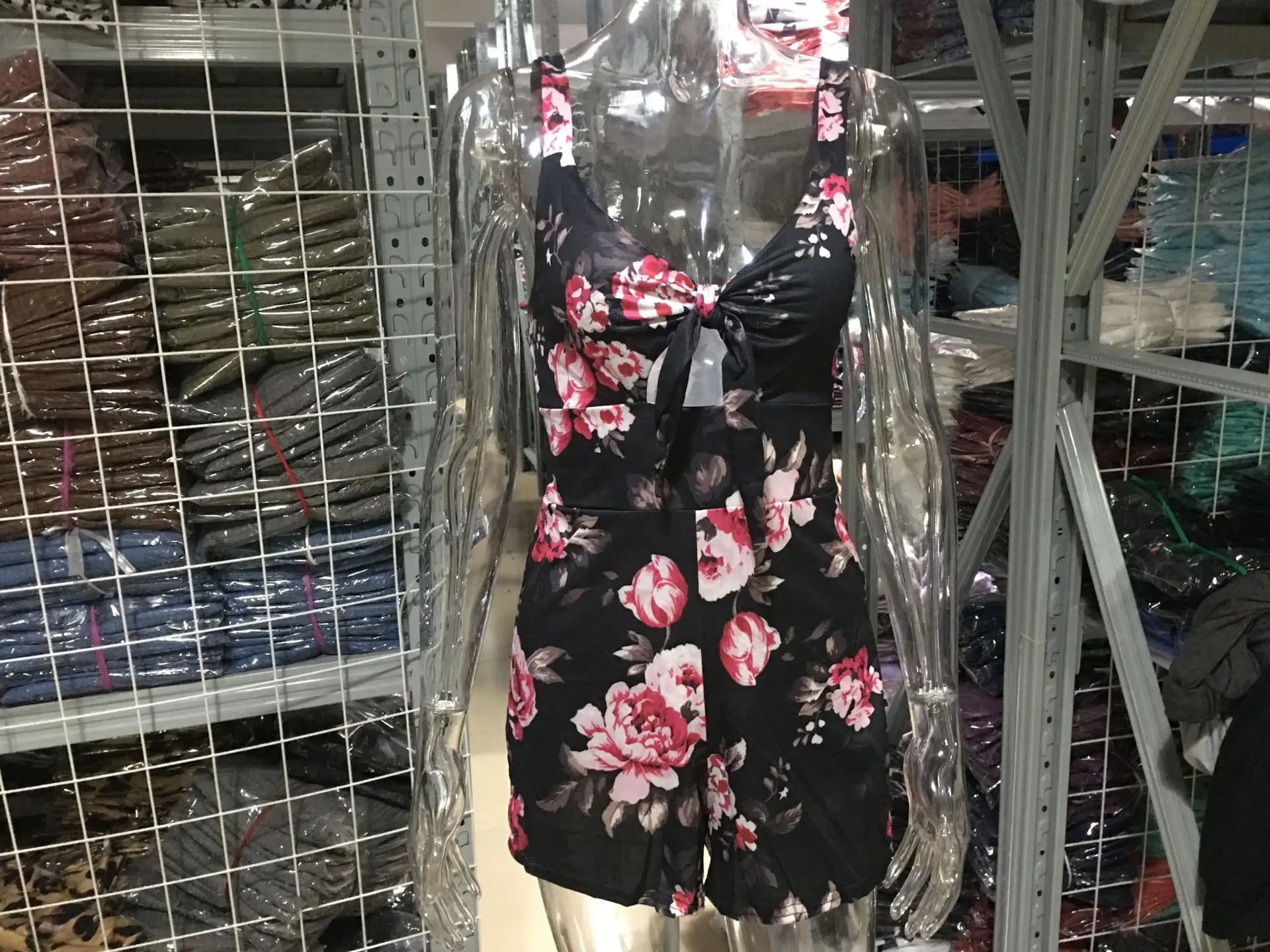 Sexy Spaghetti Strap Flower Print Jumpsuit Women Fashion Bowknot Leace-up Backless… - Image 19