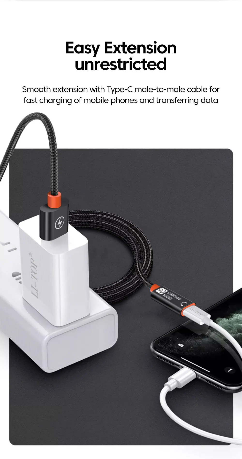 USB To Type C 2.0 Extension Cable Fast Charging Data Transfer USB C Headphone USB… - Image 13