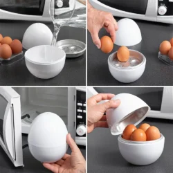 1PCMicrowave Egg Cooker, 4 Capacities, Egg Cooker, Compact Egg-Shaped Design…