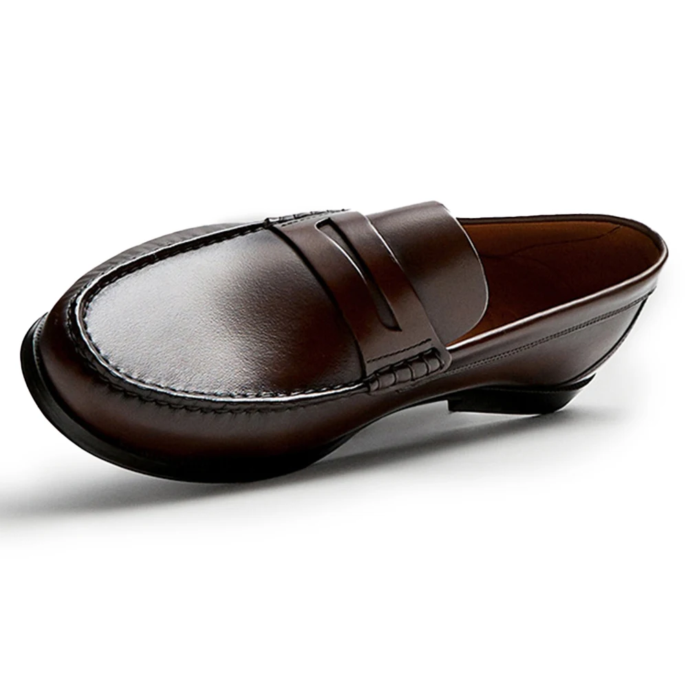 Vintage Calf Leather Loafers Breathable Slip on Moccasins Driving Designer Casual Cowhide Shoes for Men - Image 6
