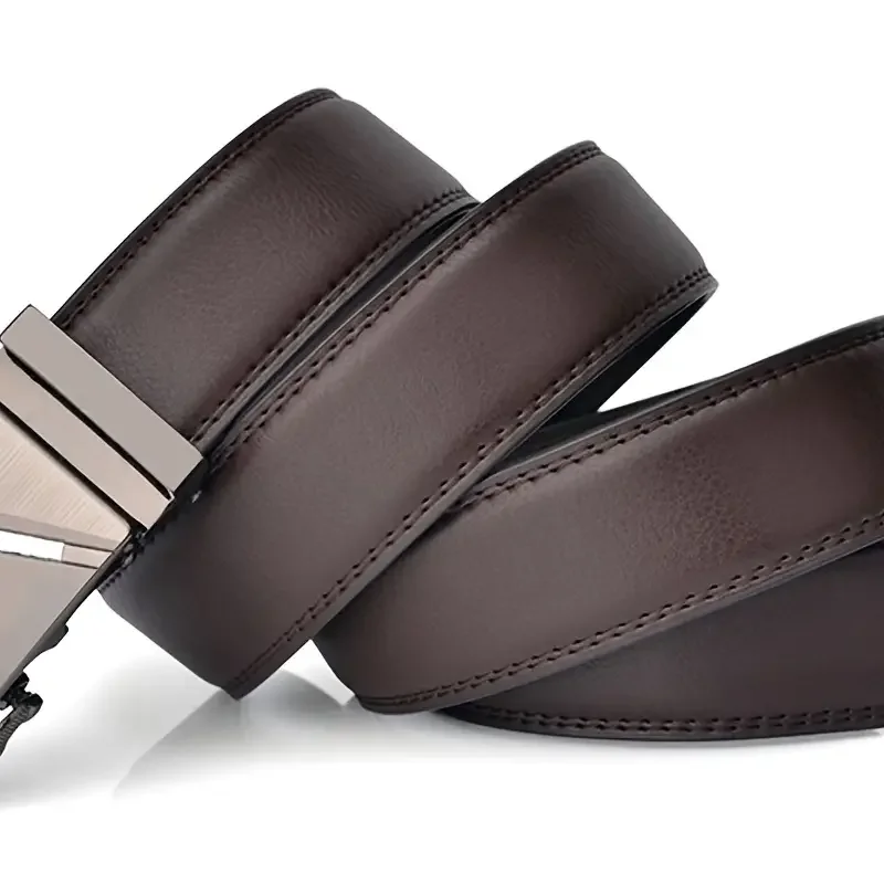 Men's Luxury Belt Automatic Buckle Soft Leather Waistband 105-140 150 160 170cm Plus Size Belts Versatile for Casual Pants Jeans - Image 5