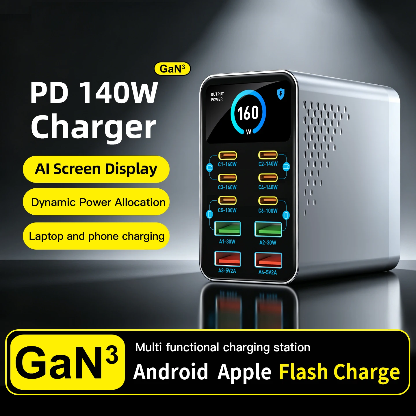 USB Type C GaN Charger Ai Display 10 in 1 Desktop Power Station Fast PD Charge For… - Image 13