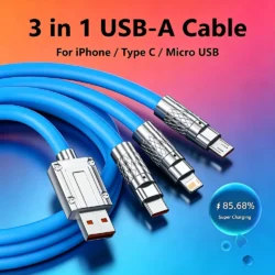 3-In-1 Universal Multi-Port Fast Charging USB-A Cable For iPhone 12 13 14 Huawei…