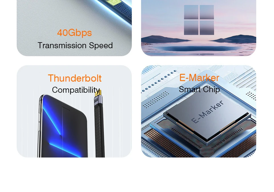 USB4 Elbow Short Cable 13.5cm Thunderbolt4 Type C Cable 40Gbps PD240W Charging… - Image 15