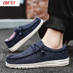 Fashion Canvas Loafers For Men Comfortable Lightweight Breathable Men's Casual Shoes Flat Slip-on Driving Shoes Man Big Size 47