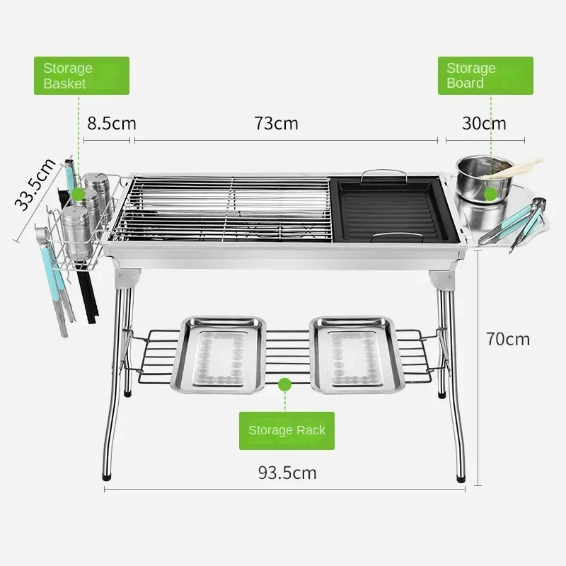 Household Barbecue Outdoor Thickened Stainless Steel Grill BBQ Wood Charcoal Grill… - Image 4