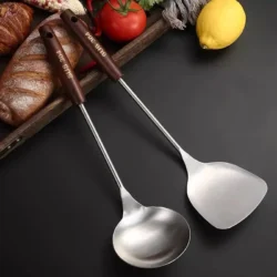 Kitchen Utensils Wok Spatula Iron And Ladle Tool Set Spatula For Stainless Steel…
