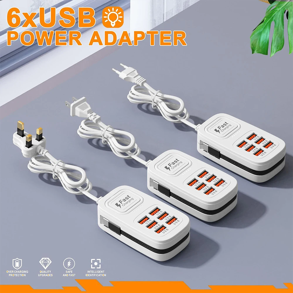 6 Ports USB Fast Charger Power Strip Desktop Charging Station Fast Charging… - Image 4