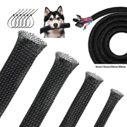 Braided Wire Loom PET Cable Loom Expandable Braided Sleeving Wire Sleeve for TV…