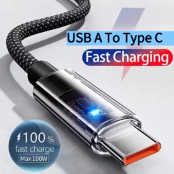 0.25/1/1.5/2M USB C Fast Charging Data Cable With LED Digital Display USB To Type…