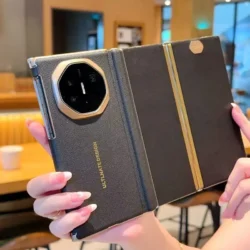 Luxury leather Suitable for Huawei Matext magnetic phone case with lychee pattern three Fold hard shellHuawei MateXTs phone case