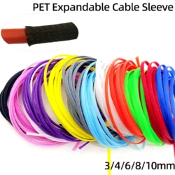 Insulated PET Braid Sleeving 3/4/6/8/10mm Tight 5/10/50M High Density Wire Wrap…