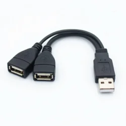 1 Male Plug To 2 Female Socket USB 2.0 Extension Line Data Cable Power Adapter…
