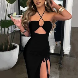 Sleeveless Sexy Female Midi Backless Dresses Slim Night Club Party Women's Dress…