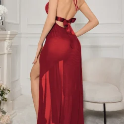 Women Lingerie Chemise Nightdress Lace Split See-Through V-Neck Sleeveless…