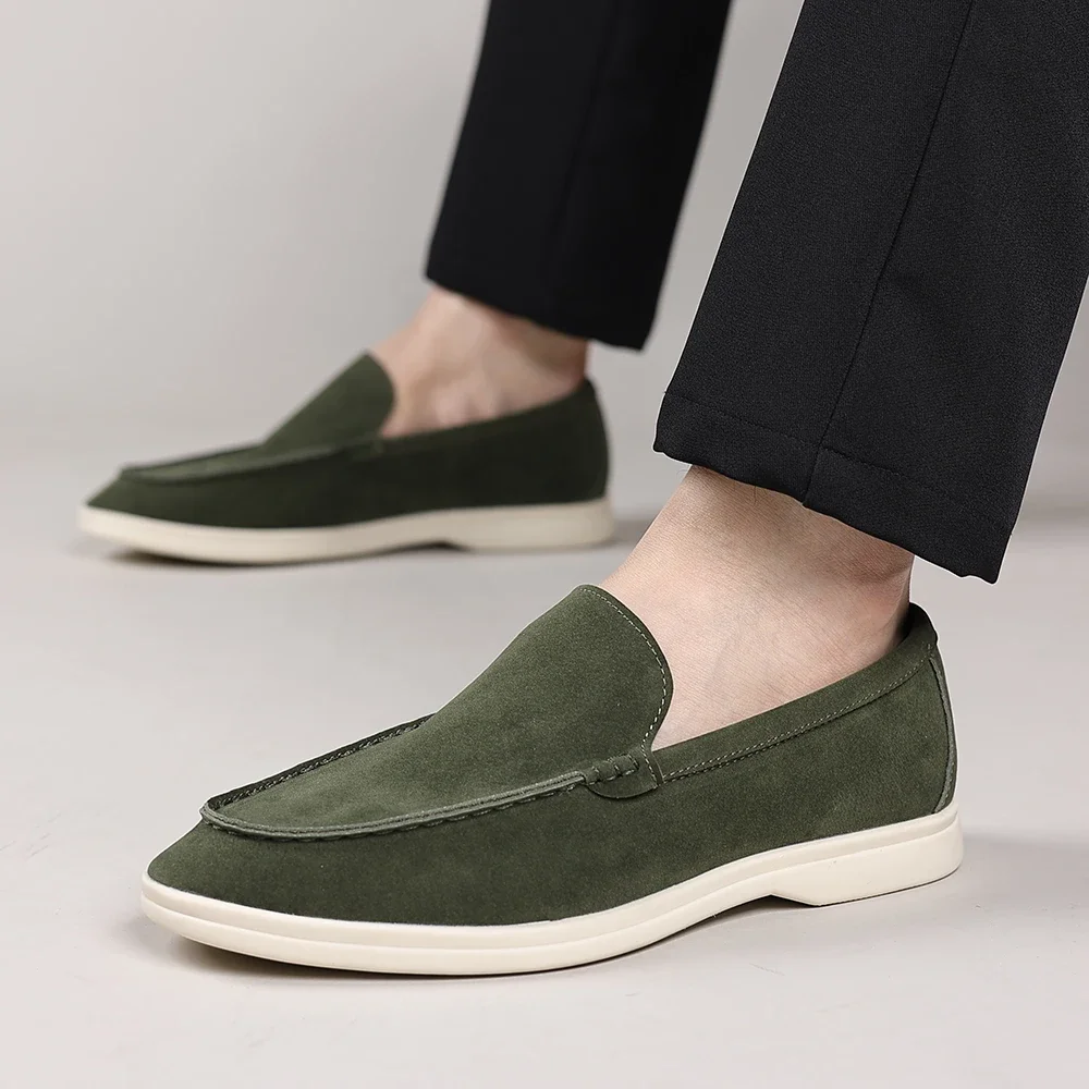 2025 Deer Leather Casual Men's Shoes Big Size 48 Versatile Comfortable Work Shoes Driving Loafers Suede Leather Formal Flats - Image 6