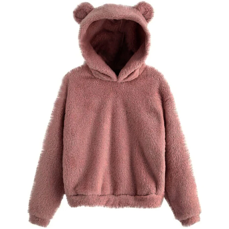 Winter Korean Fashion Bear Ears Cute Loose Hoodie Fluffy Hooded Warm Sweatshirt… - Image 15