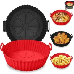 Air Fryer Silicone Liners Air Fryer Silicone Pot Reusable Silicone Air Fryer…