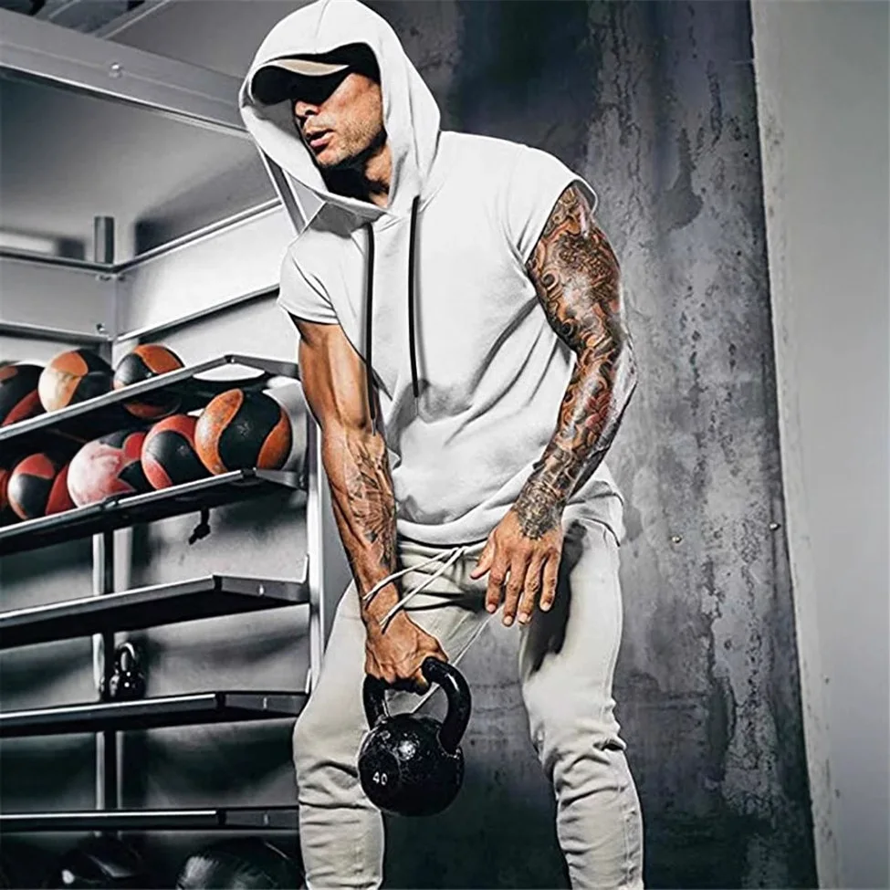 Solid Color 2023 Brand New Men's Tank Tops Vest Sleeveless Tees For Male Hooded Man Vests Tops Hip Hop Men Tank Top T shirt - Image 16